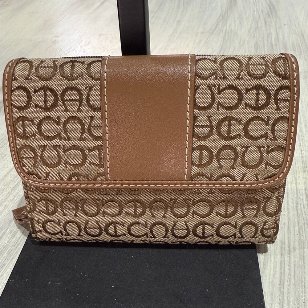 Etienne Aigner Tan and Brown Patterned Wallet